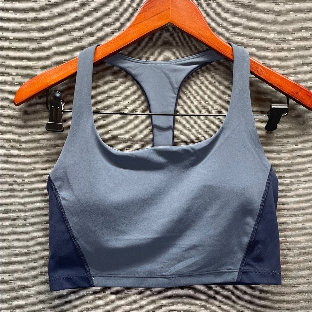 Athleta Black and Gray Racerback Sports Bra